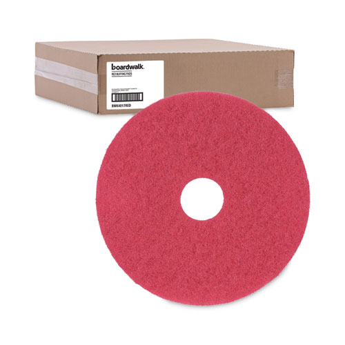 Picture of Buffing Floor Pads, 17" Diameter, Red, 5/Carton