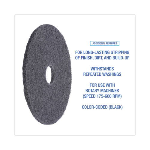 Picture of High Performance Stripping Floor Pads, 17" Diameter, Black, 5/Carton