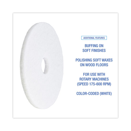 Picture of Polishing Floor Pads, 16" Diameter, White, 5/Carton