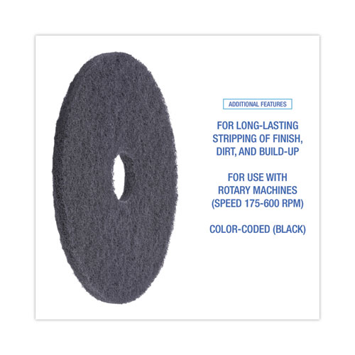 Picture of Stripping Floor Pads, 16" Diameter, Black, 5/Carton