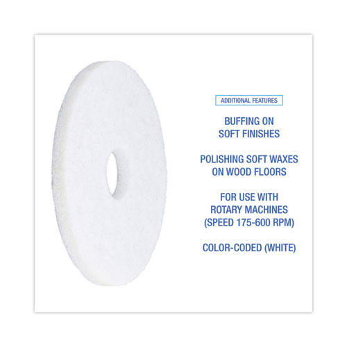 Picture of Polishing Floor Pads, 14" Diameter, White, 5/Carton