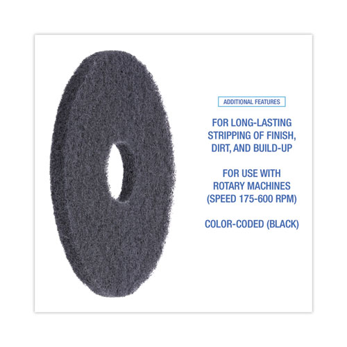 Picture of Stripping Floor Pads, 13" Diameter, Black, 5/Carton