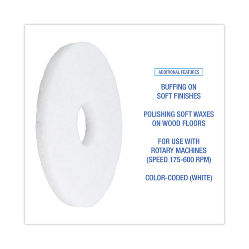 Picture of Polishing Floor Pads, 12" Diameter, White, 5/Carton