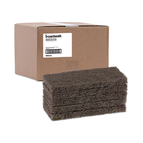 Picture of Heavy-Duty Scouring Pad, 4.63 x 10, Brown, 20/Carton