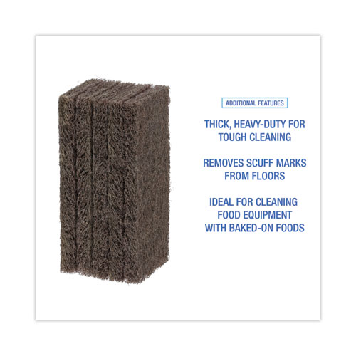 Picture of Heavy-Duty Scouring Pad, 4.63 x 10, Brown, 20/Carton