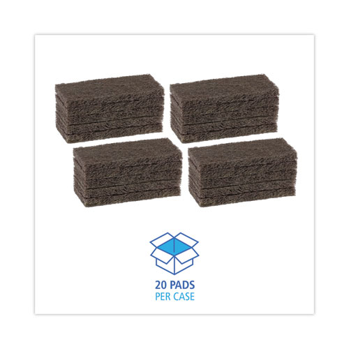 Picture of Heavy-Duty Scouring Pad, 4.63 x 10, Brown, 20/Carton