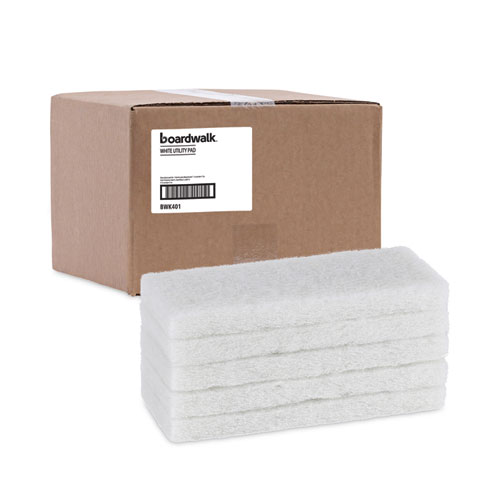 Picture of Light Duty Scouring Pad, 4.63 x 10, White, 20/Carton