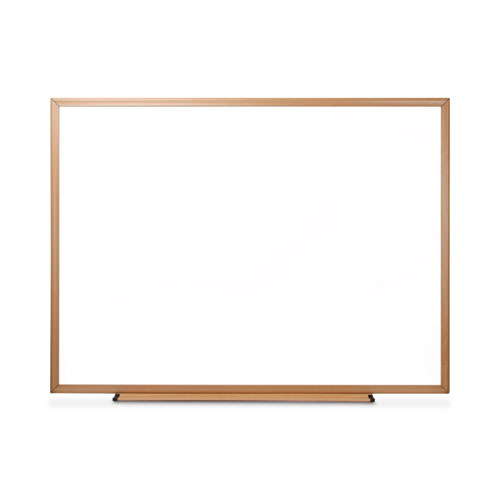 Picture of Deluxe Melamine Dry Erase Board, 48 x 36, Melamine White Surface, Oak Fiberboard Frame