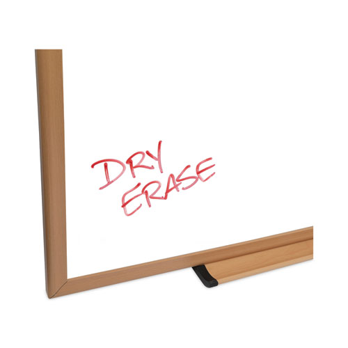 Picture of Deluxe Melamine Dry Erase Board, 48" x 36", White Surface, Oak Finished Fiberboard (MDF) Frame