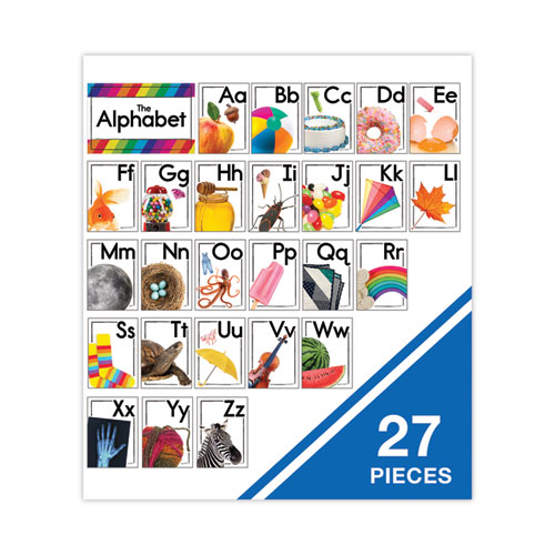 Picture of Curriculum Bulletin Board Sets, 27-Piece Set, Alphabet, 16" x 10.5", Multicolor