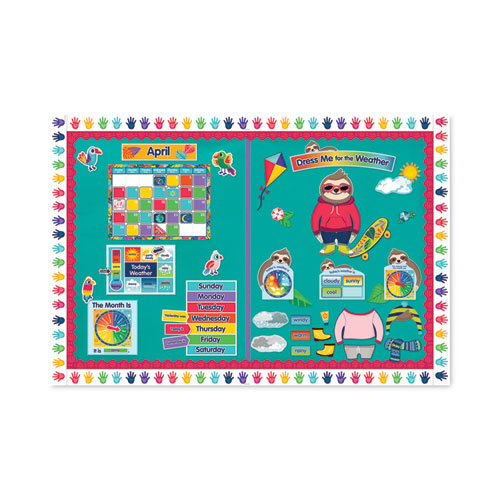 Picture of Curriculum Bulletin Board Sets, 54-Piece Set, Dress Me for the Weather, 23.5" x 7.5", Multicolor