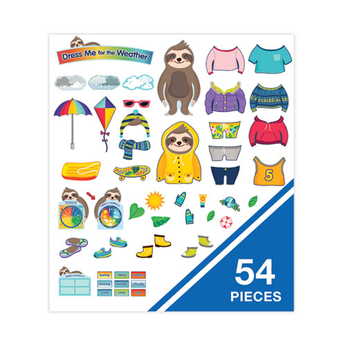 Picture of Curriculum Bulletin Board Sets, 54-Piece Set, Dress Me for the Weather, 23.5" x 7.5", Multicolor