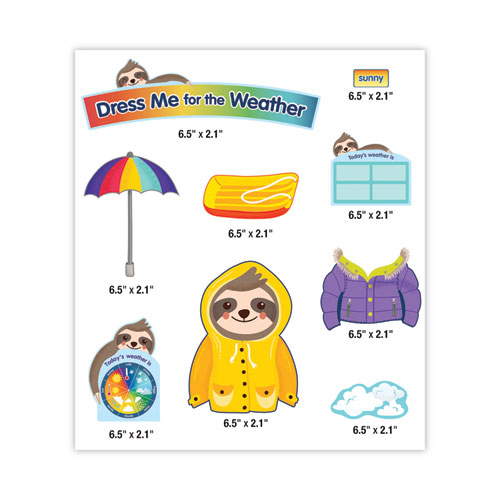 Picture of Curriculum Bulletin Board Sets, 54-Piece Set, Dress Me for the Weather, 23.5" x 7.5", Multicolor