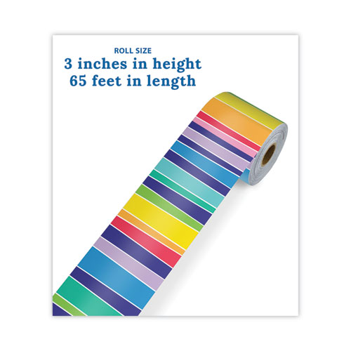 Picture of Rolled Borders, Straight Border, Back to School: Rainbow, 2.25" x 65 ft, Multicolor