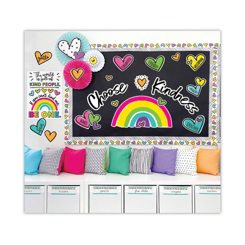 Picture of Motivational Bulletin Board Sets, 75-Piece Set, Kind Vibes, 30" x 16", Multicolor