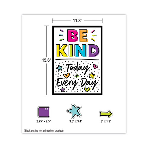 Picture of Calendar Bulletin Board Sets, 129-Piece Set, Kind Vibes, 23" x 17", Multicolor