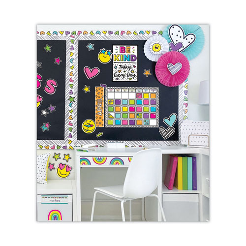 Picture of Calendar Bulletin Board Sets, 129-Piece Set, Kind Vibes, 23" x 17", Multicolor