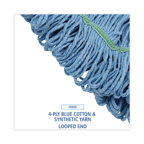 Picture of Super Loop Wet Mop Head, Cotton/Synthetic Fiber, 1" Headband, Medium Size, Blue, 12/Carton