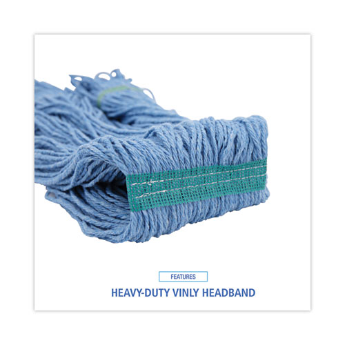 Picture of Super Loop Wet Mop Head, Cotton/Synthetic Fiber, 1" Headband, Medium Size, Blue