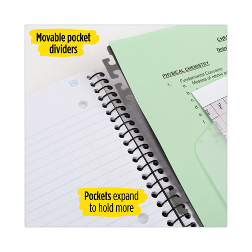 Picture of Advance Wirebound Notebook, Ten Pockets, 5-Subject, Medium/College Rule, Randomly Assorted Cover Color, (200) 11 x 8.5 Sheets