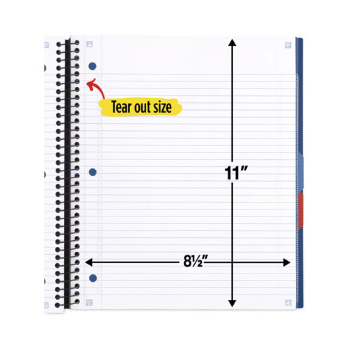 Picture of Advance Wirebound Notebook, Six Pockets, 3-Subject, Medium/College Rule, Randomly Assorted Cover Color, (150) 11 x 8.5 Sheets