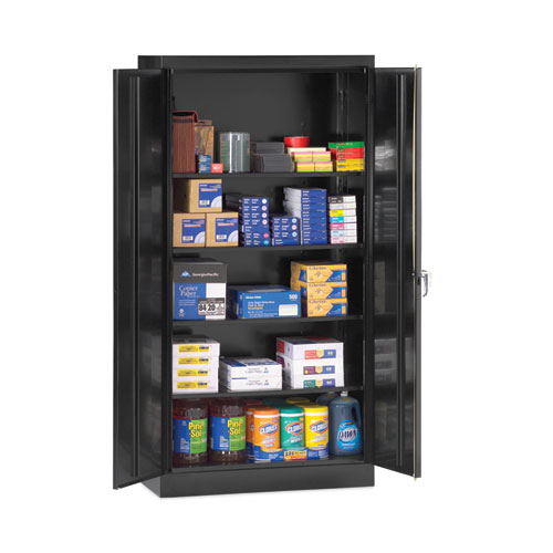 Picture of Assembled 72" High Heavy-Duty Welded Storage Cabinet, Four Adjustable Shelves, 36w x 18d, Black