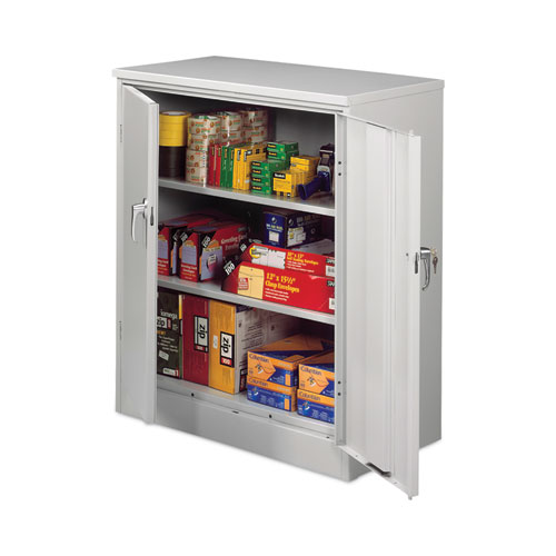 Picture of Assembled 42" High Heavy-Duty Welded Storage Cabinet, Two Adjustable Shelves, 36w x 18d, Light Gray