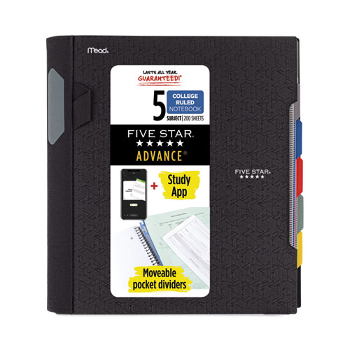 Advance+Wirebound+Notebook%2C+Ten+Pockets%2C+5-Subject%2C+Medium%2FCollege+Rule%2C+Randomly+Assorted+Cover+Color%2C+%28200%29+11+x+8.5+Sheets