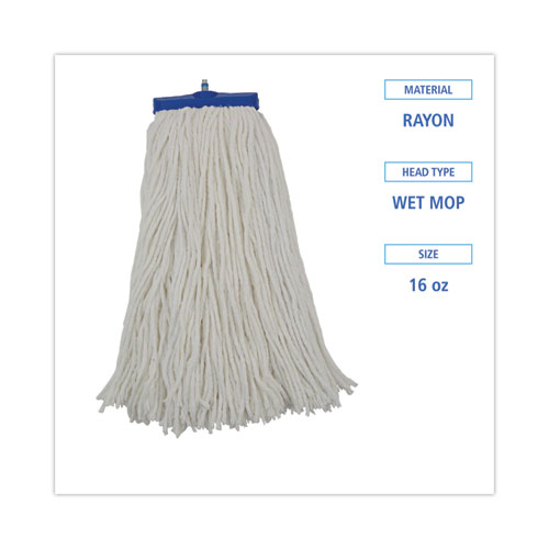 Picture of Cut-End Lie-Flat Mop Head, Rayon, 16oz, White, 12/Carton