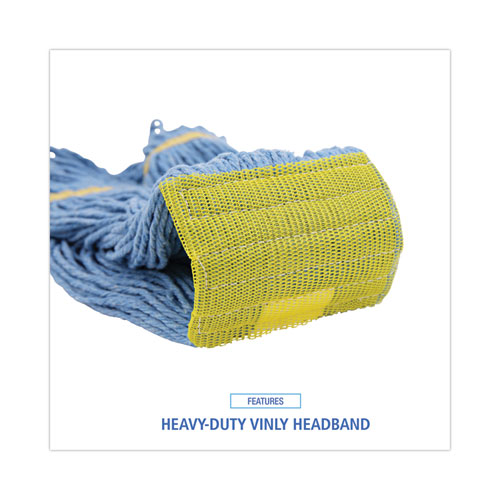 Picture of Super Loop Wet Mop Head, Cotton/Synthetic Fiber, 5" Headband, Small Size, Blue, 12/Carton