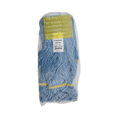 Picture of Super Loop Wet Mop Head, Cotton/Synthetic Fiber, 5" Headband, Small Size, Blue, 12/Carton