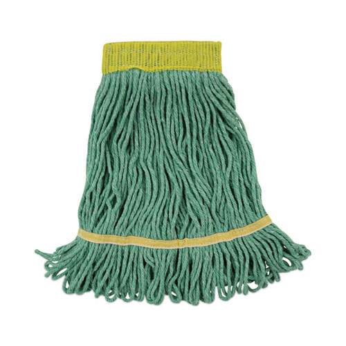 Picture of Super Loop Wet Mop Head, Cotton/Synthetic Fiber, 5" Headband, Small Size, Green, 12/Carton