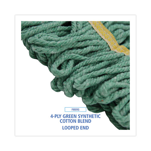 Picture of Super Loop Wet Mop Head, Cotton/Synthetic Fiber, 5" Headband, Small Size, Green, 12/Carton