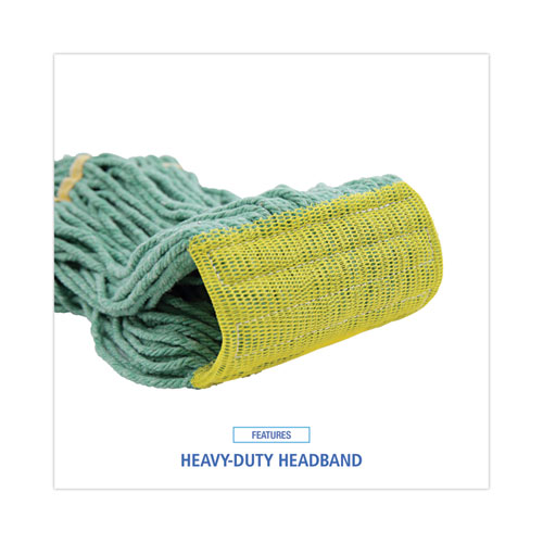 Picture of Super Loop Wet Mop Head, Cotton/Synthetic Fiber, 5" Headband, Small Size, Green, 12/Carton