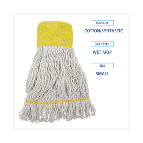 Picture of Super Loop Wet Mop Head, Cotton/Synthetic Fiber, 5" Headband, Small Size, White, 12/Carton