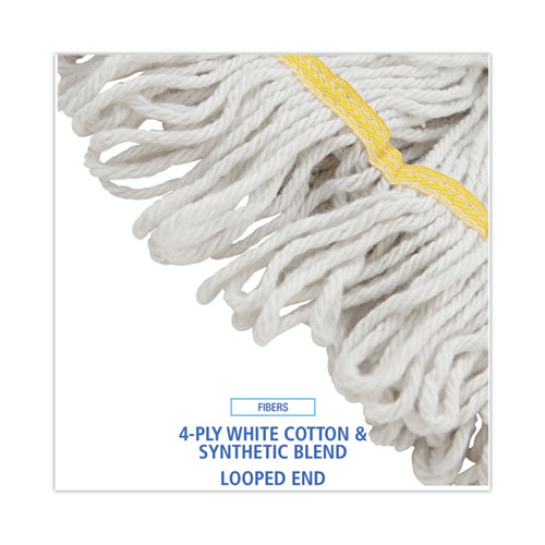 Picture of Super Loop Wet Mop Head, Cotton/Synthetic Fiber, 5" Headband, Small Size, White, 12/Carton