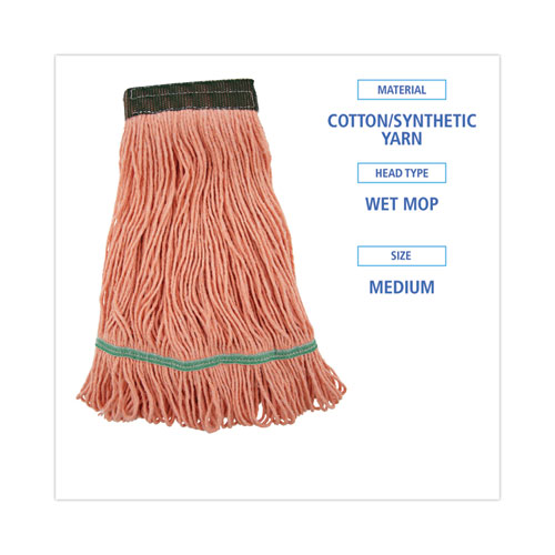 Picture of Super Loop Wet Mop Head, Cotton/Synthetic Fiber, 5" Headband, Medium Size, Orange, 12/Carton