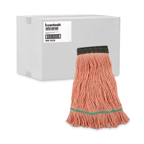 Picture of Super Loop Wet Mop Head, Cotton/Synthetic Fiber, 5" Headband, Medium Size, Orange, 12/Carton