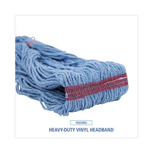 Picture of Super Loop Wet Mop Head, Cotton/Synthetic Fiber, 1" Headband, Large Size, Blue, 12/Carton
