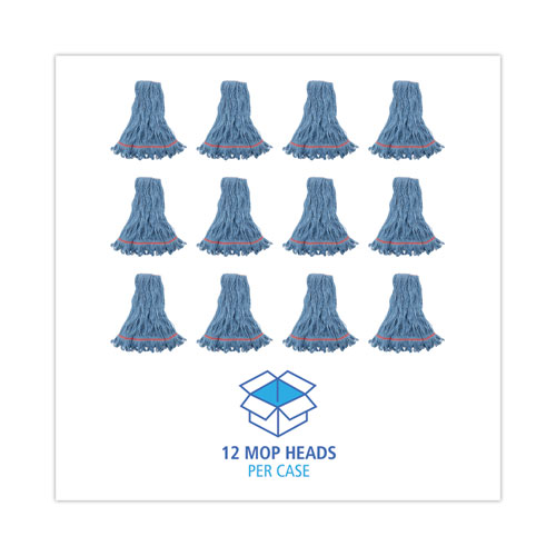 Picture of Super Loop Wet Mop Head, Cotton/Synthetic Fiber, 1" Headband, Large Size, Blue, 12/Carton