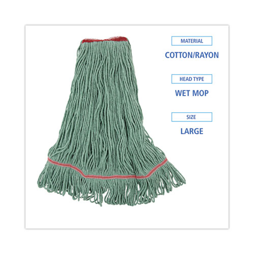 Picture of Mop Head, Premium Standard Head, Cotton/Rayon Fiber, Large, Green
