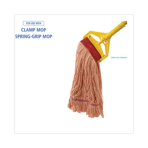 Picture of Super Loop Wet Mop Head, Cotton/Synthetic Fiber, 5" Headband, Large Size, Orange, 12/Carton