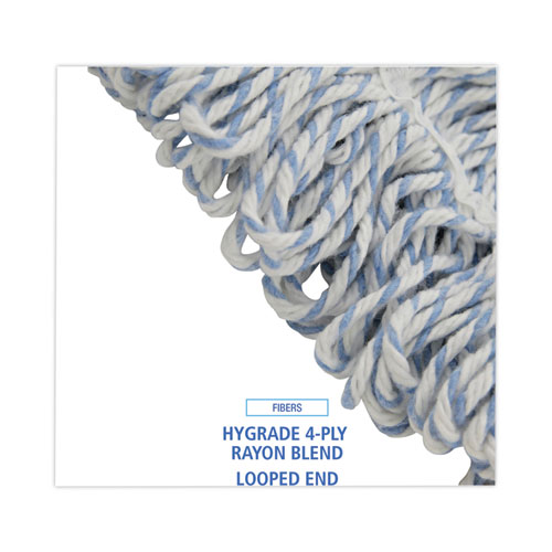 Picture of Mop Head, Floor Finish, Wide, Rayon/Polyester, Medium, White/Blue, 12/Carton