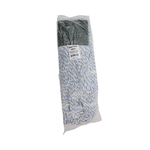 Picture of Mop Head, Floor Finish, Wide, Rayon/Polyester, Medium, White/Blue, 12/Carton