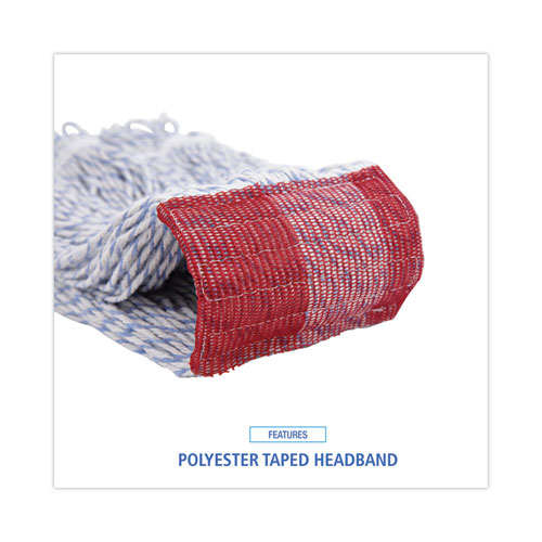 Picture of Mop Head, Floor Finish, Wide, Rayon/Polyester, Large, White/Blue, 12/Carton