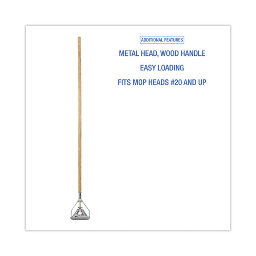 Picture of Quick Change Metal Head Wooden Mop Handle, Junior, 0.88" dia x 54", Natural