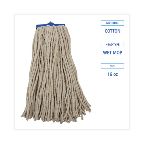 Picture of Cut-End Lie-Flat Wet Mop Head, Cotton, 16oz, White, 12/Carton