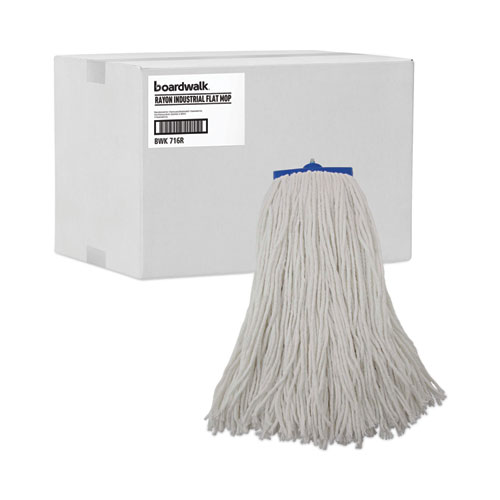 Picture of Cut-End Lie-Flat Wet Mop Head, Rayon, 16oz, White, 12/Carton