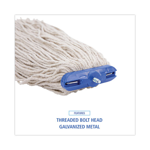 Picture of Mop Head, Economical Lie-Flat Head, Cotton Fiber, 20 oz, White, 12/Carton