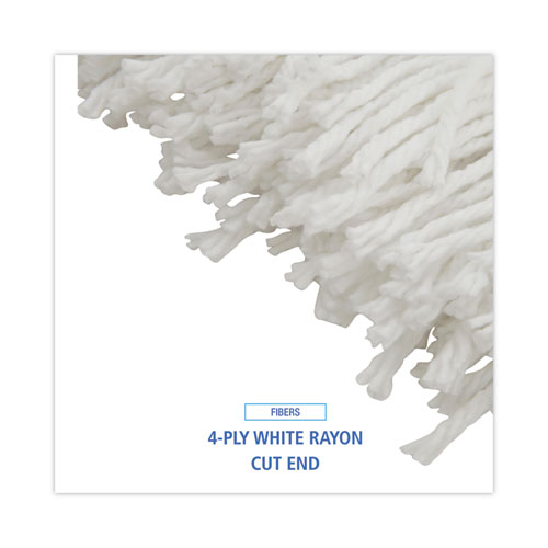 Picture of Mop Head, Economical Lie-Flat Head, Rayon Fiber, 20oz, White, 12/Carton